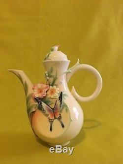 Franz Butterfly & Flower Teapot, creamer & sugar set