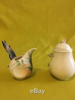 Franz Butterfly & Flower Teapot, creamer & sugar set