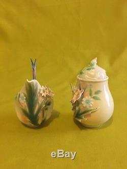 Franz Butterfly & Flower Teapot, creamer & sugar set