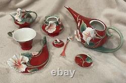 Franz Island Beauty Hibiscus Flower Porcelain Tea Service Set Never Used