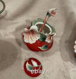 Franz Island Beauty Hibiscus Flower Porcelain Tea Service Set Never Used