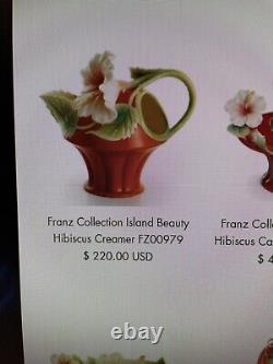 Franz Island Beauty Hibiscus Flower Porcelain Tea Service Set Never Used