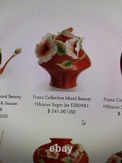 Franz Island Beauty Hibiscus Flower Porcelain Tea Service Set Never Used