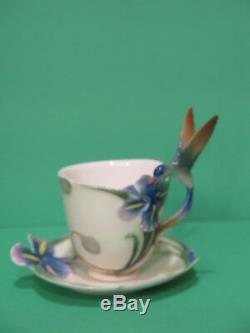 Franz Long Tail Hummingbird & Iris Porcelain Collection Tea Pot Set (Teapot)