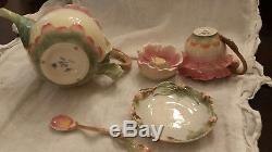 Franz Pink Peony Flower Tea Pot Tea Cup Teaspoon Papillon Porcelain Collection
