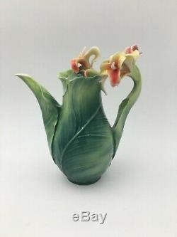 Franz Porcelain Brilliant Blooms Canna Lily Collection Teapot with Original Box