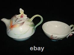 Franz Porcelain Butterfly tea pot set (tea for one) very unique sculptured
