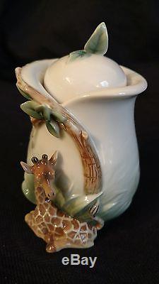 Franz Porcelain Giraffe Creamer & Sugar with Tray FZ01297 FZ01298 FZ01368