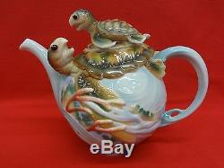 Franz Porcelain Sea Turtle Tea Pot 3 D EUC