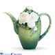 Franz Porcelain Van Gogh White Rose Flower Teapot
