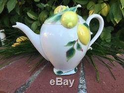 Franz porcelain collection Lemon Teapot & Lid Fruit Excellent! White