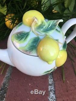 Franz porcelain collection Lemon Teapot & Lid Fruit Excellent! White