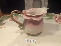 Franz signed Camellia Sculptured Teapot and Tray Set