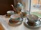Free Shipping Hand Painted Peach Lusterware Japan 4 Tea Cups And Tea Pot Set