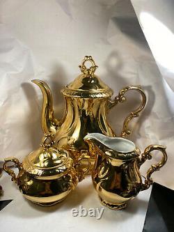 GKC Gareis Kuhnl & Co 24k Yellow Gold Coffee Teapot Creamer & Sugar Set Vintaage