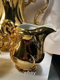 GKC Gareis Kuhnl & Co 24k Yellow Gold Coffee Teapot Creamer & Sugar Set Vintaage