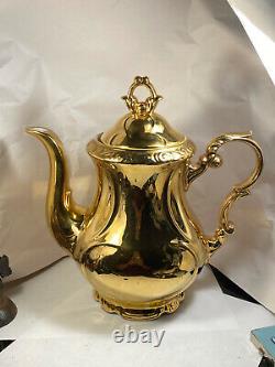 GKC Gareis Kuhnl & Co 24k Yellow Gold Coffee Teapot Creamer & Sugar Set Vintaage