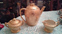 Gold Plated Tea Pot With Cream And Sugar