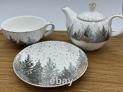 GRACE TEAWARE Winter Tea For One Set Teapot Teacup & Saucer (2) & (1) Platter