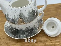 GRACE TEAWARE Winter Tea For One Set Teapot Teacup & Saucer (2) & (1) Platter