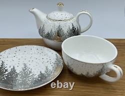 GRACE TEAWARE Winter Tea For One Set Teapot Teacup & Saucer (2) & (1) Platter