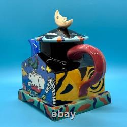 Garson Pakele Whimsical Teapot with Moon & Animals Hand Painted & Signed
