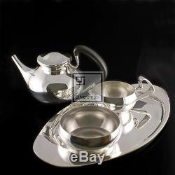 Georg Jensen Silver Tea Set with Tray #1051 and #1017 VINTAGE