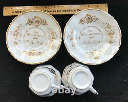 German Anniversary Tea Set Marked 1859 Teapot, Creamer, Sugar, 2 Cups & Saucers