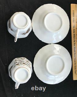 German Anniversary Tea Set Marked 1859 Teapot, Creamer, Sugar, 2 Cups & Saucers