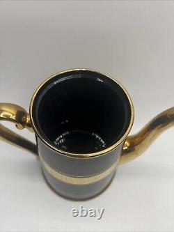 Gibson & Sons Late Sevres Davenport English Black Gold Tea Pot Sugar Creamer Set