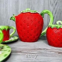 Gift Ideas Creation Strawberry Espresso coffee Tea Set 14 cups saucers pot sugar