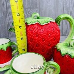 Gift Ideas Creation Strawberry Espresso coffee Tea Set 14 cups saucers pot sugar