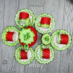 Gift Ideas Creation Strawberry Espresso coffee Tea Set 14 cups saucers pot sugar