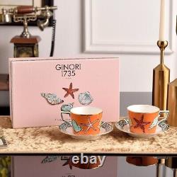 Ginori 1735'Il Viaggio di Nettuno' Tea Set Teapot with 2 Cups and 2 Saucers
