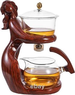 Glass Kungfu Teapot Set Tea Maker with Infuser Semi Automatic Tea Set with 6 Sma