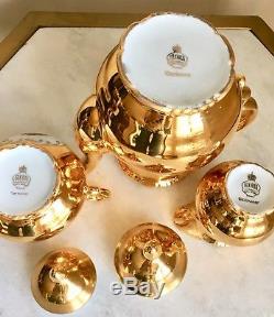 Gloria Germany Gold Demitasse Set Teapot Tea Cups Saucers Porcelain Bavaria Vtg