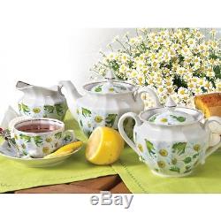 Gold Leaf, Porcelain Tea Set for 6 Persons daisy 15 pc