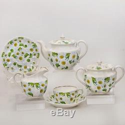 Gold Leaf, Porcelain Tea Set for 6 Persons daisy 15 pc