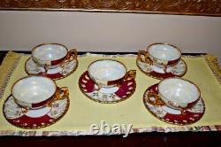 Golden Apricot 1942 Tea Set With 5 Cups & Saucers, Tea Pot, Sugar & Creamer