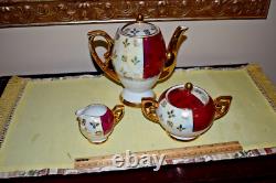 Golden Apricot 1942 Tea Set With 5 Cups & Saucers, Tea Pot, Sugar & Creamer