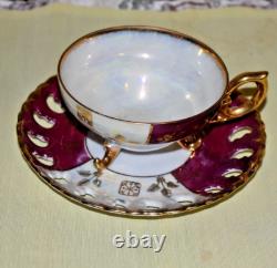 Golden Apricot 1942 Tea Set With 5 Cups & Saucers, Tea Pot, Sugar & Creamer