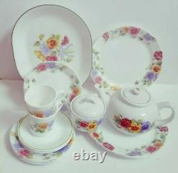 Gorgeous 21 pc Corning Corelle Summer Blush Dinner Set Plates Sugar Bowl Teapot+