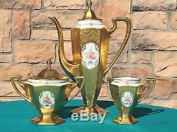 Gorgeous PICKARD Hand Painted Artist Signed 3 Pc. Coffee Set Circa 1912