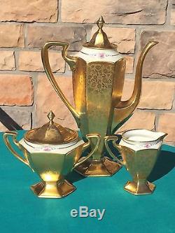 Gorgeous PICKARD Hand Painted Artist Signed 3 Pc. Coffee Set Circa 1912