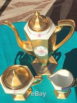 Gorgeous PICKARD Hand Painted Artist Signed 3 Pc. Coffee Set Circa 1912