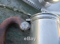 Gorgeous Pewter and Teak French Tea Set with Tray 5 pieces
