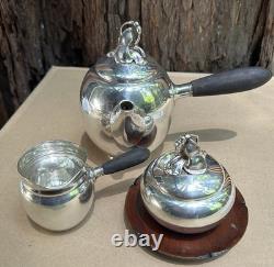 Gorham Hibiscus Sterling Silver coffee pot tea chocolate creamer sugar jar set
