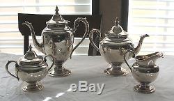 Gorham Puritan Sterling Silver 4 Pc Tea / Coffee Pot Creamer & Sugar Bowl Set