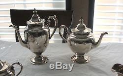 Gorham Puritan Sterling Silver 4 Pc Tea / Coffee Pot Creamer & Sugar Bowl Set