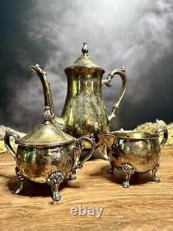 Gorham Vintage Silver Teapot Set with Cream and Sugar Bowls